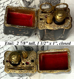 Rare Fine French 18th to early 19th Century Sewing Etui, Nécessaire, Palais Royal 18k Gold Silver Inlay, Perfume