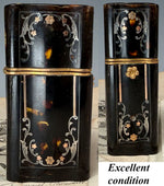 Rare Fine French 18th to early 19th Century Sewing Etui, Nécessaire, Palais Royal 18k Gold Silver Inlay, Perfume