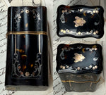 Rare Fine French 18th to early 19th Century Sewing Etui, Nécessaire, Palais Royal 18k Gold Silver Inlay, Perfume