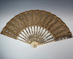 French Louis XVI / Directoire Ivory, Gold & Silver Foil Jeweled Fan with Convex Mirror Guards France, circa 1790–1805 V Rare
