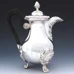 Antique French Sterling Silver 20oz Bachelor or Solitaire Size Tea or Coffee Pot, Ornate Foliate