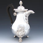 Antique French Sterling Silver 20oz Bachelor or Solitaire Size Tea or Coffee Pot, Ornate Foliate