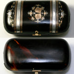 Magnificent Antique French Pique Tortoise Shell Purse, c. 1840-60s Tortoiseshell