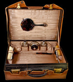 Rare Pristine Antique Travel Valise, Suitcase, with Fitted Jars, Brushes of English Sterling