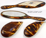Antique Victorian English Large Tortoise Shell & Mother of Pearl Vanity Mirror - Superb!
