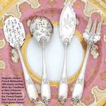 Fine Antique French Sterling Silver 4pc Hors d'Oeuvre Serving Set, Empire Style Torch & Quiver