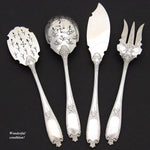 Fine Antique French Sterling Silver 4pc Hors d'Oeuvre Serving Set, Empire Style Torch & Quiver