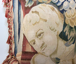 20th Century French Woven Tapestry Sofa Pillow #2, Figural, Like Aubusson, 17" Sq Plus Fringe
