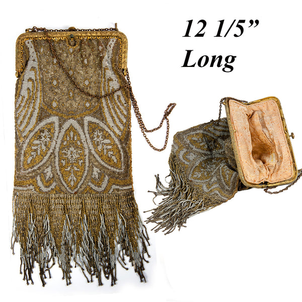 Antique French Lush Fringed Glass Bead Flapper Purse, Paisley Evening –  Antiques & Uncommon Treasure