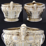 Antique French PUIFORCAT 18k Gold on Sterling Silver Vermeil Caviar Dish, Empire Style Ram Heads