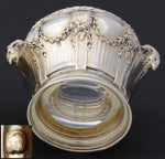 Antique French PUIFORCAT 18k Gold on Sterling Silver Vermeil Caviar Dish, Empire Style Ram Heads