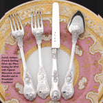 Antique French Sterling Silver 4pc Flatware Place Setting for One, Figural Mascaron Pattern