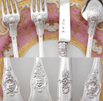 Antique French Sterling Silver 4pc Flatware Place Setting for One, Figural Mascaron Pattern