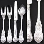 Antique French Sterling Silver 4pc Flatware Place Setting for One, Figural Mascaron Pattern