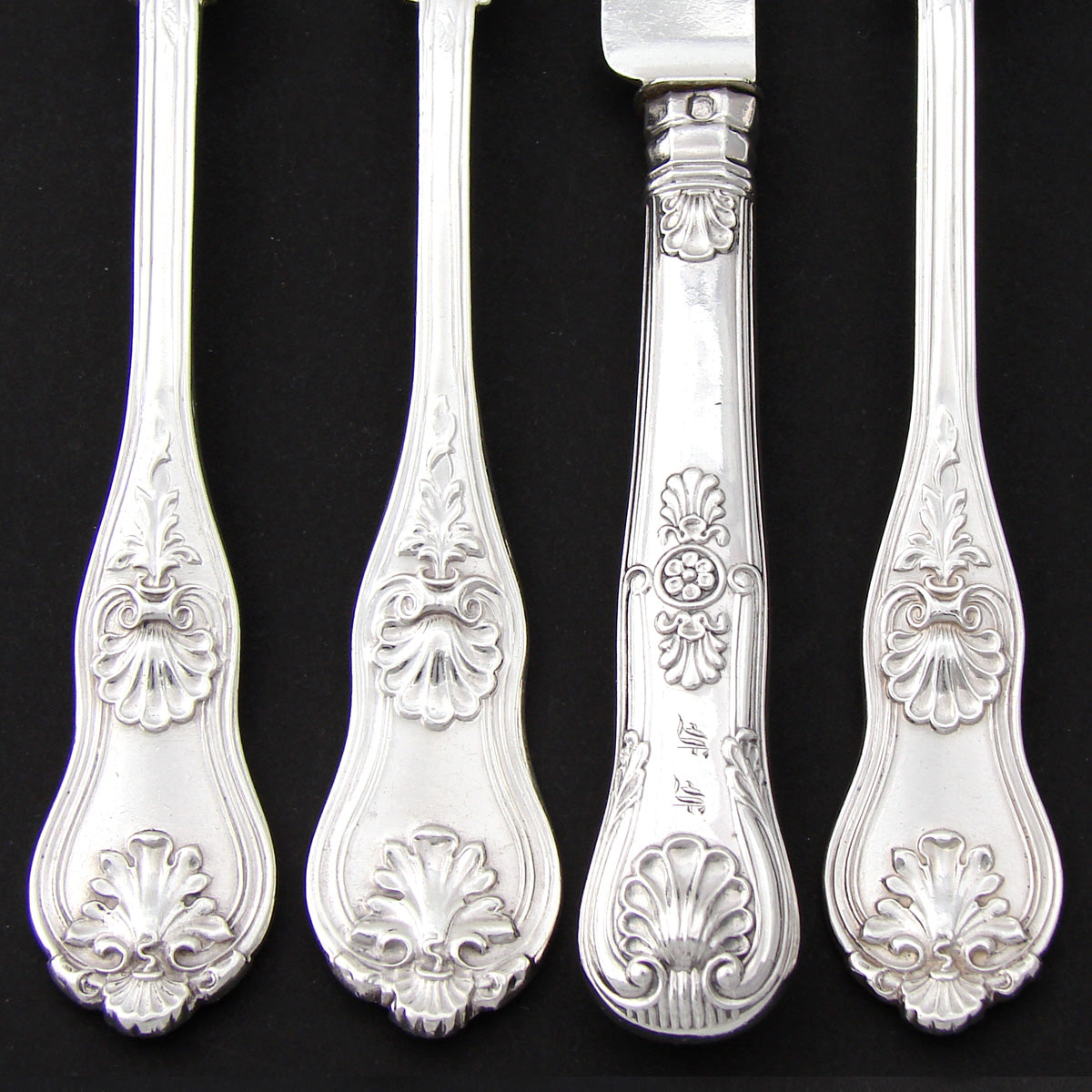 Antique French Sterling Silver 4pc Flatware Place Setting for One, Figural Mascaron Pattern