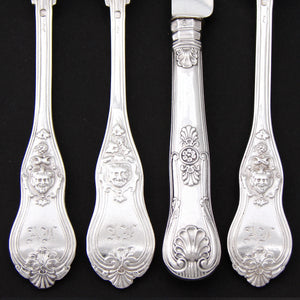 Antique French Sterling Silver 4pc Flatware Place Setting for One, Figural Mascaron Pattern