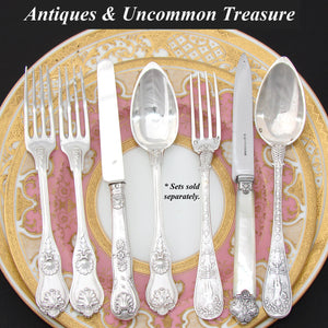 Antique French Sterling Silver 4pc Flatware Place Setting for One, Figural Mascaron Pattern