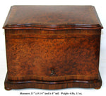 Antique French Napoleon III 11" Burled Cigar Presenter, Humidor Style Tantalus, Chest