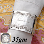 Antique French PUIFORCAT Sterling Silver Napkin Ring, Louis XV or Rococo Pattern, "Madame" Inscription