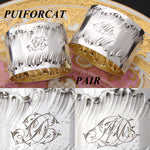 PAIR: Antique French PUIFORCAT Sterling Silver Napkin Rings, Louis XV or Rococo Pattern