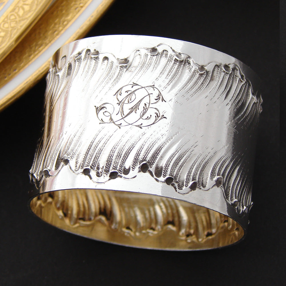 PAIR: Antique French PUIFORCAT Sterling Silver Napkin Rings, Louis XV or Rococo Pattern