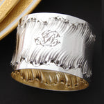 PAIR: Antique French PUIFORCAT Sterling Silver Napkin Rings, Louis XV or Rococo Pattern