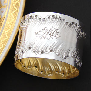 PAIR: Antique French PUIFORCAT Sterling Silver Napkin Rings, Louis XV or Rococo Pattern