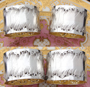 PAIR: Antique French PUIFORCAT Sterling Silver Napkin Rings, Louis XV or Rococo Pattern