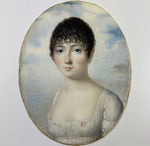 Antique French Empire Portrait Miniature, Beautiful Woman, "Naughty" Gown, Guillotine Haircut