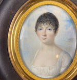 Antique French Empire Portrait Miniature, Beautiful Woman, "Naughty" Gown, Guillotine Haircut