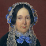 Antique Portrait Miniature of a Matron, Woman with Delicate Lace Veil in Oval Bombe Style Frame c.1810-40