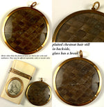 Antique French Portrait Miniature, Artist Signed and dated c.1797, 18k Gold Locket Frame