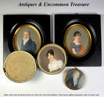 Antique French Portrait Miniature, Artist Signed and dated c.1797, 18k Gold Locket Frame