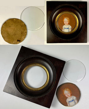 Antique French Portrait Miniature of a Red-Haired Child, French Empire, c.1810
