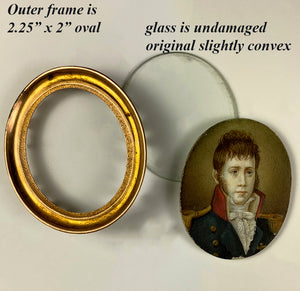 Antique French Napoleonic Wars c.1807 Portrait Miniature, Officer in Uniform