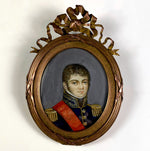 Antique French Portrait Miniature Napoleonic Soldier in Uniform, Epaulettes, c.1850-70