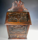 Fine Antique c.1790-1840 French Salt Cabinet, Box, Spice Drawer, Carved w Heart