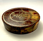 Antique Chocolate and Cognac Tortoise Shell Table Snuff, Elaborate Pique Work, c.1770s