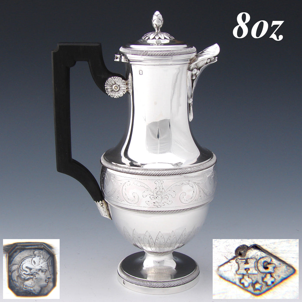 Antique French Sterling Silver 8oz "Solitaire" or Bachelor's Sized Teapot, Coffee Pot