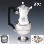 Antique French Sterling Silver 8oz "Solitaire" or Bachelor's Sized Teapot, Coffee Pot