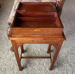 Antique English Work Box, Sewing Box Mounted on Table as a Side Table, 24.5" Tall