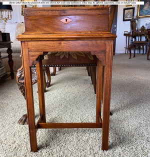 Antique English Work Box, Sewing Box Mounted on Table as a Side Table, 24.5" Tall