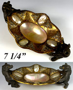 Antique French Napoleon III Era Mother of Pearl and Bronze Tray, Bear Handles, Palais Royal
