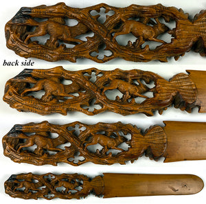 Superb Antique Black Forest Hand Carved Hunt Theme Paper Knife, Letter Opener, c.1860s