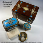 Antique French Jewelry or Sewing Box, Mother of Pearl and Bressan Kiln-fired Enamel Decoration, c.1830s