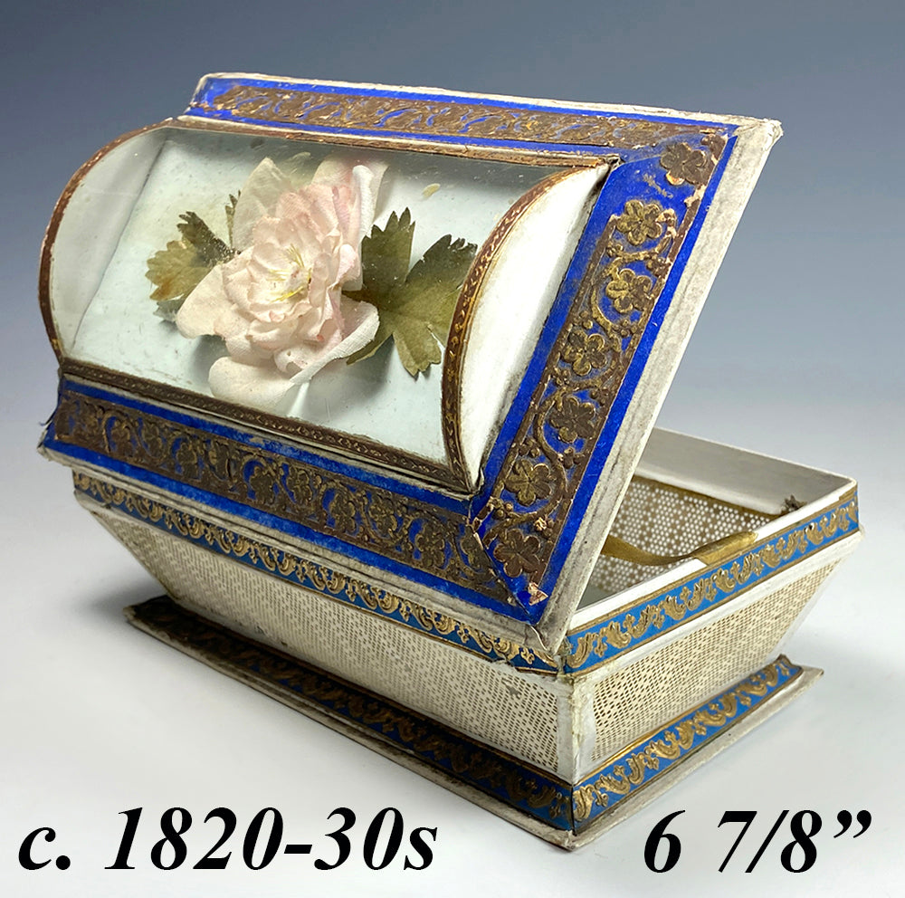 Antique French Chocolatier's Presentation Box, Confiseur's Casket, c.1830-40s, Glass, Paper, Louis-Philippe