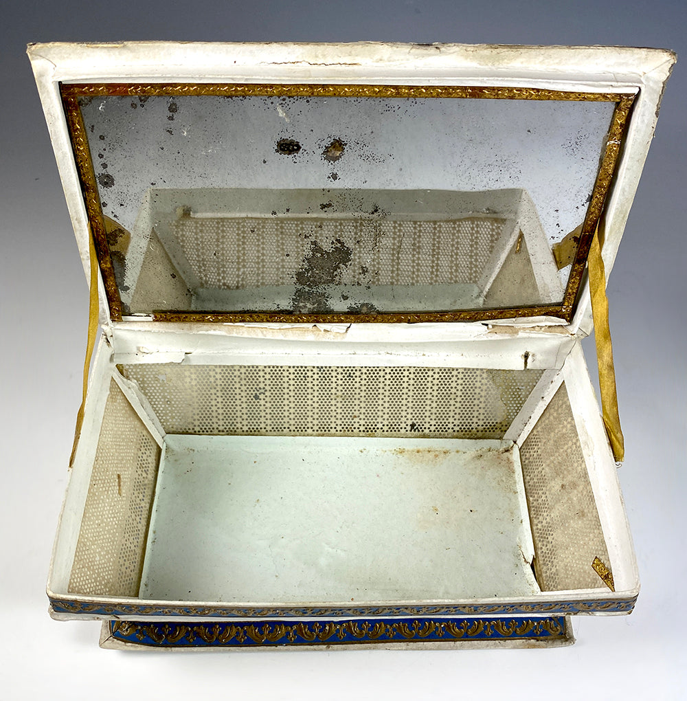 Antique French Chocolatier's Presentation Box, Confiseur's Casket, c.1830-40s, Glass, Paper, Louis-Philippe