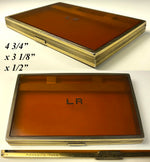 Fine Antique French MORABITO Blond Tortoise Shell Cigarette Case, Card Case, 18k Monogram, Sterling Silver Vermeil