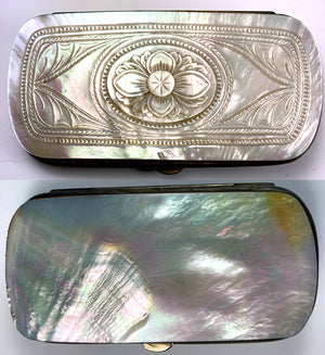 Antique Napoleon III, Victorian Era Carved Mother of Pearl Cigar or Spectacles Case