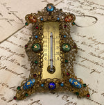 Jewel of An Antique Desk Frame, Temperature Inset, Kiln-fired Bressan Enamel Plaques and Gems Set